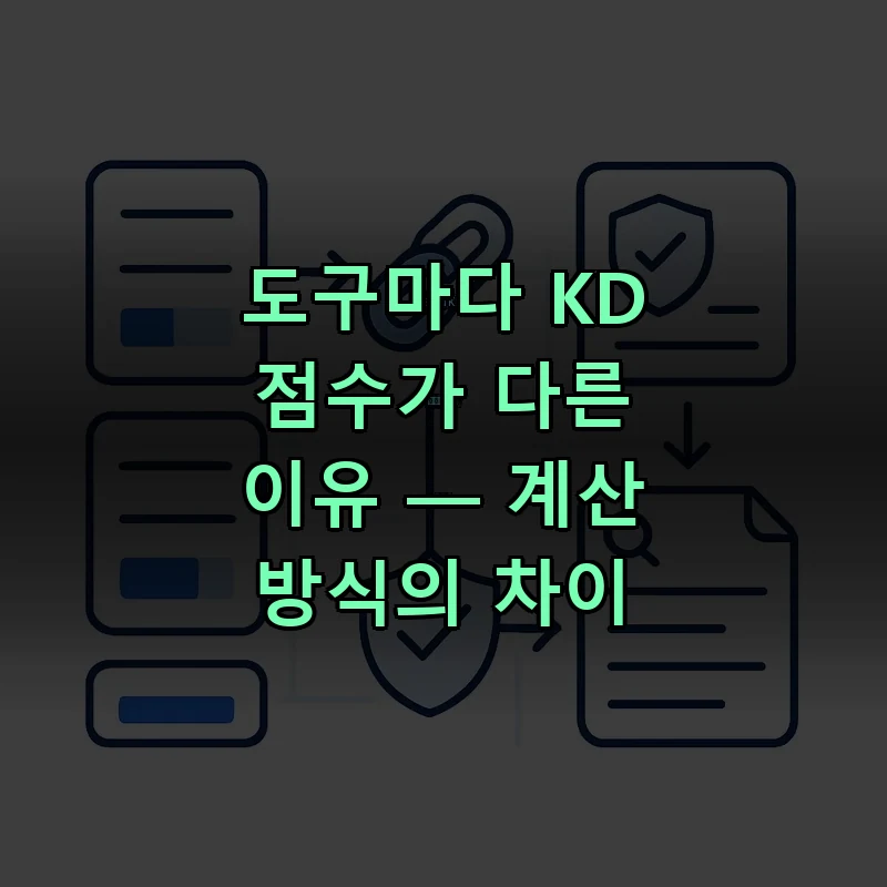 Ahrefs Semrush 등 도구별 키워드 난이도 점수 계산 방식 비교 일러스트