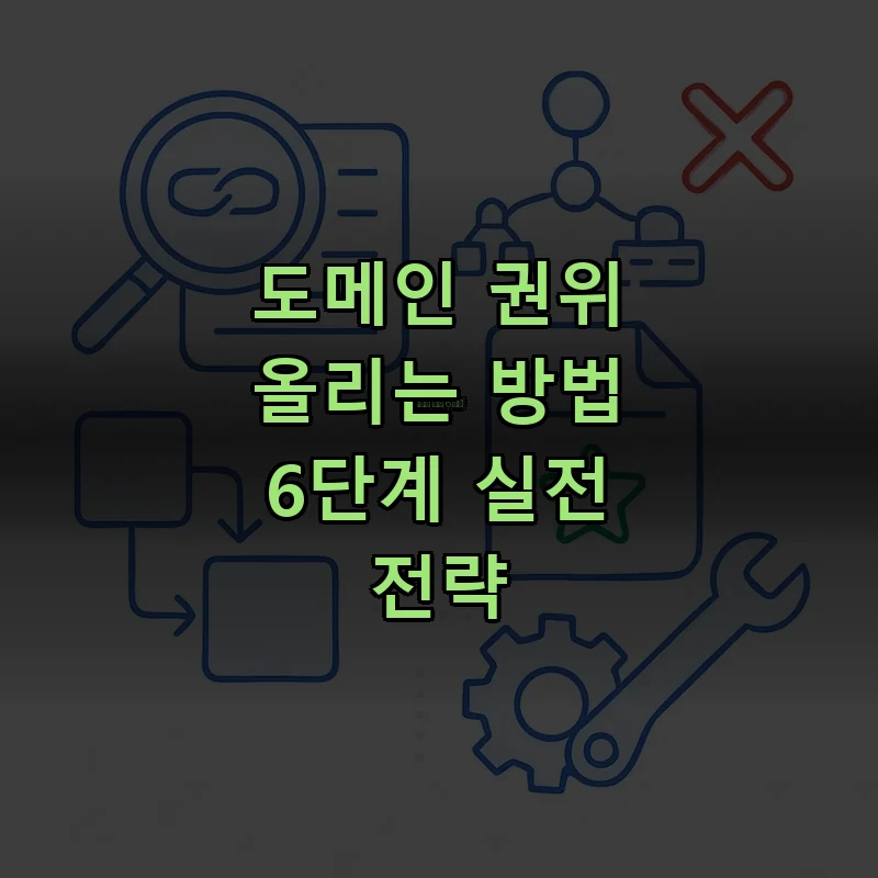 도메인 권위를 올리는 6단계 전략을 시각화한 일러스트