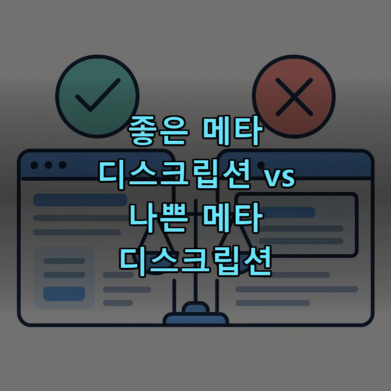 좋은 메타 디스크립션과 나쁜 메타 디스크립션 비교 일러스트