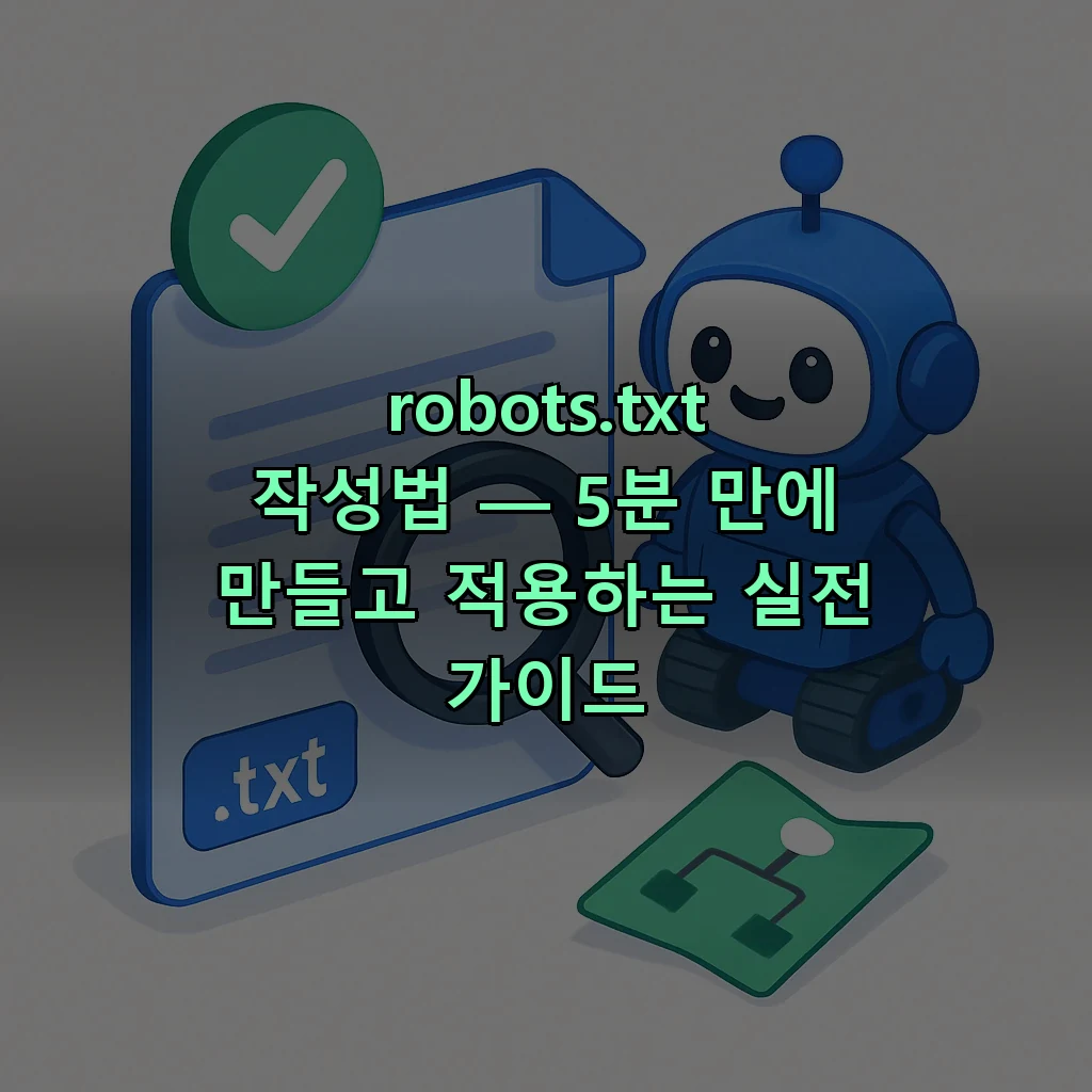 robots.txt 파일을 검색 엔진 크롤러가 읽고 사이트맵과 함께 색인하는 모습을 표현한 아이소메트릭 일러스트 - robots.txt 작성법