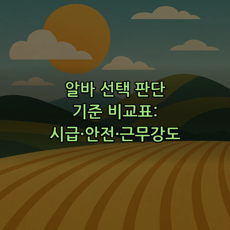 알바 선택 판단 기준 비교표: 시급·안전·근무강도