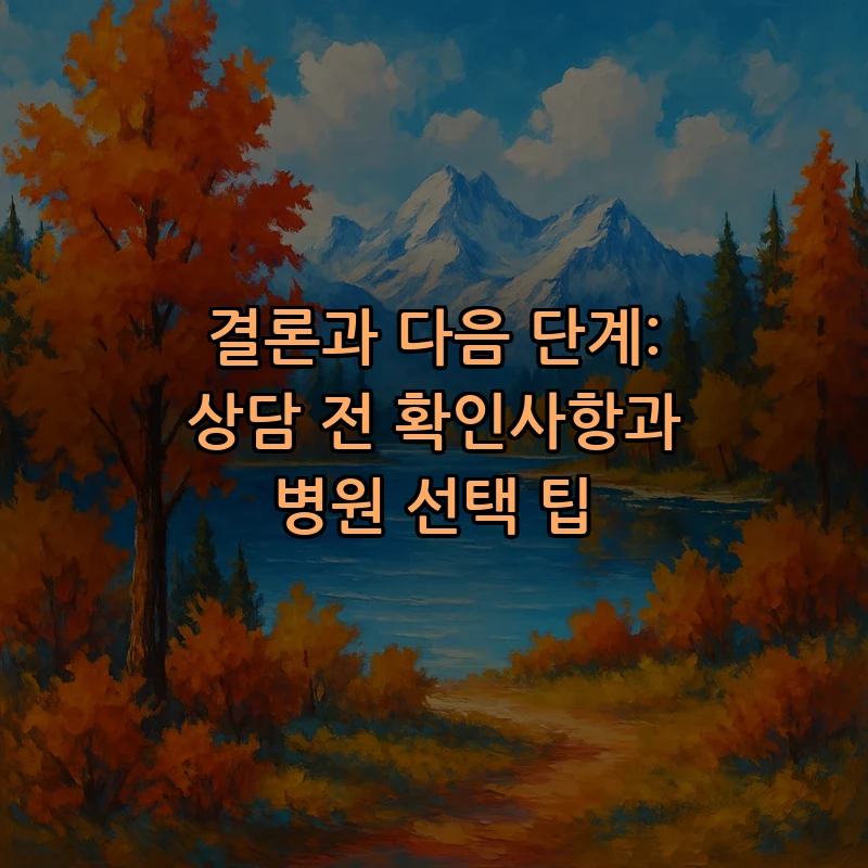 결론과 다음 단계: 상담 전 확인사항과 병원 선택 팁