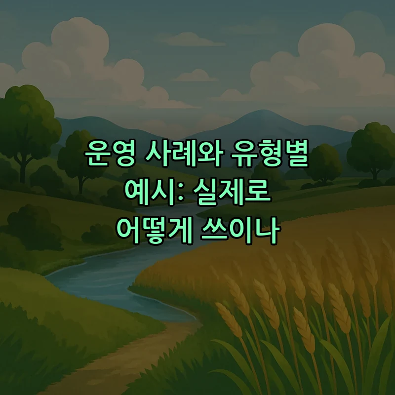운영 사례와 유형별 예시: 실제로 어떻게 쓰이나