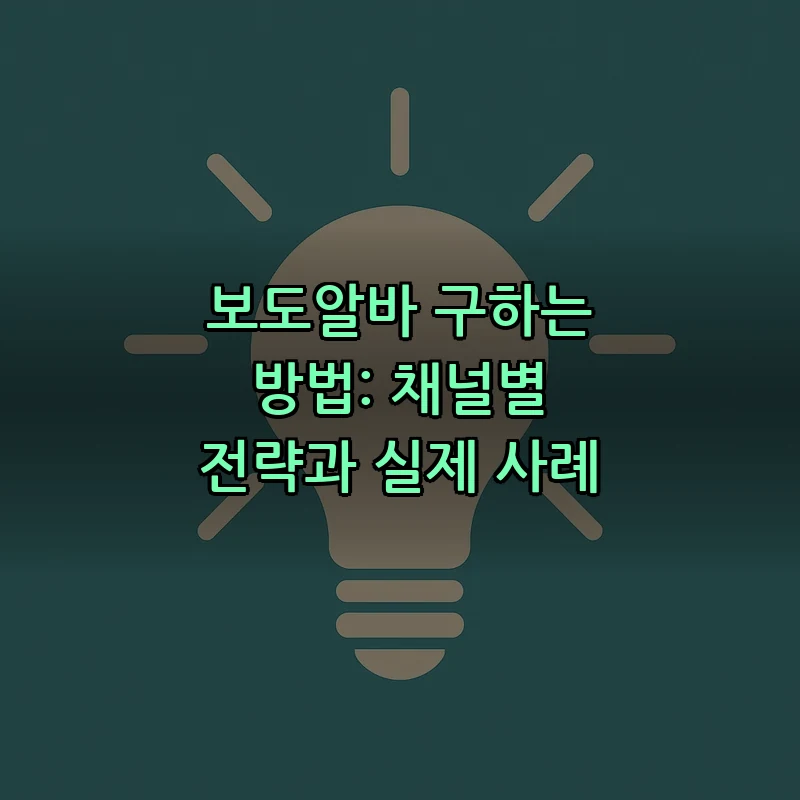 보도알바 구하는 방법: 채널별 전략과 실제 사례