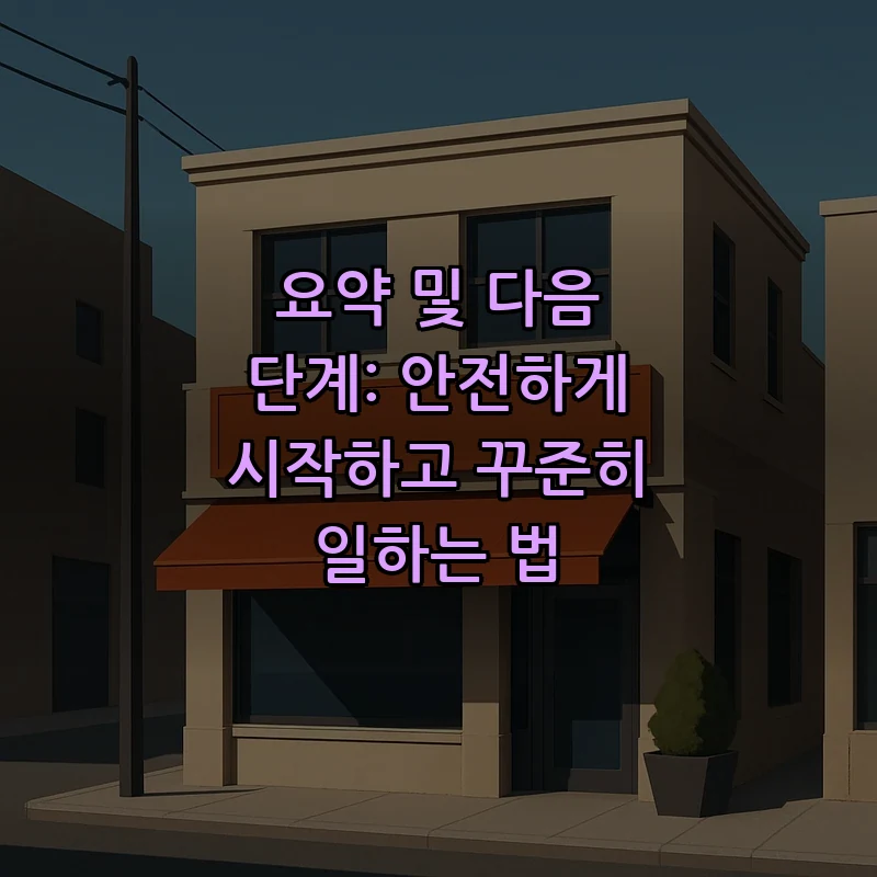 요약 및 다음 단계: 안전하게 시작하고 꾸준히 일하는 법