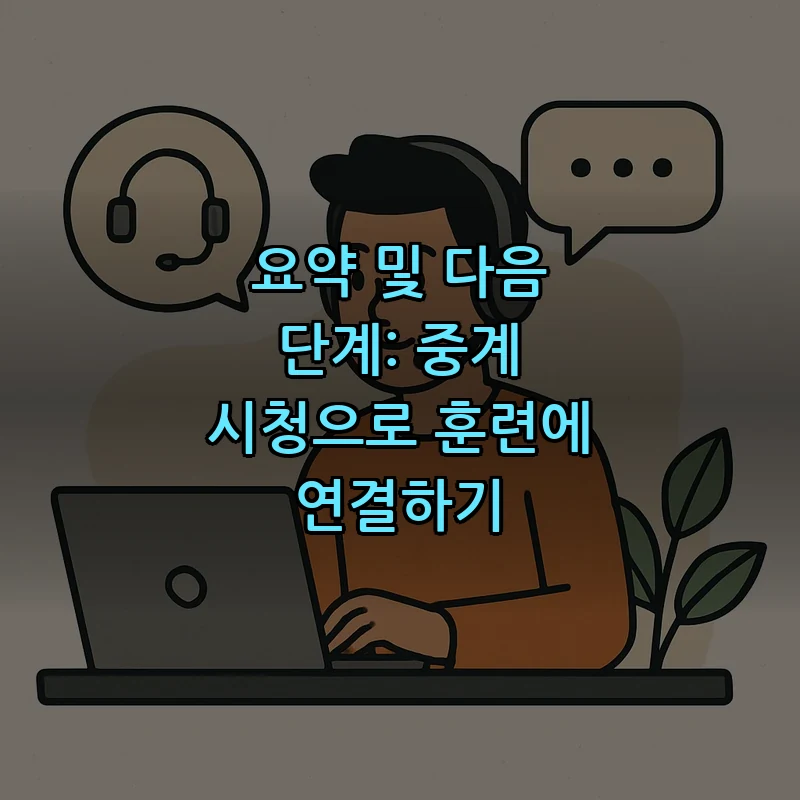 요약 및 다음 단계: 중계 시청으로 훈련에 연결하기