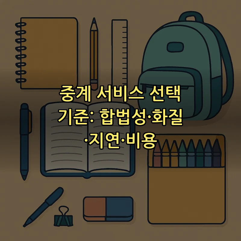 중계 서비스 선택 기준: 합법성·화질·지연·비용