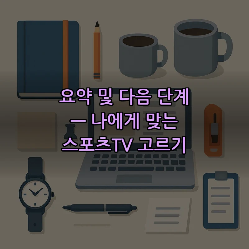 요약 및 다음 단계 — 나에게 맞는 스포츠TV 고르기