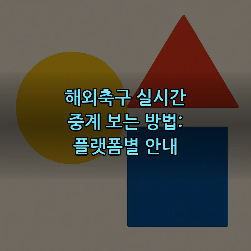 해외축구 실시간 중계 보는 방법: 플랫폼별 안내