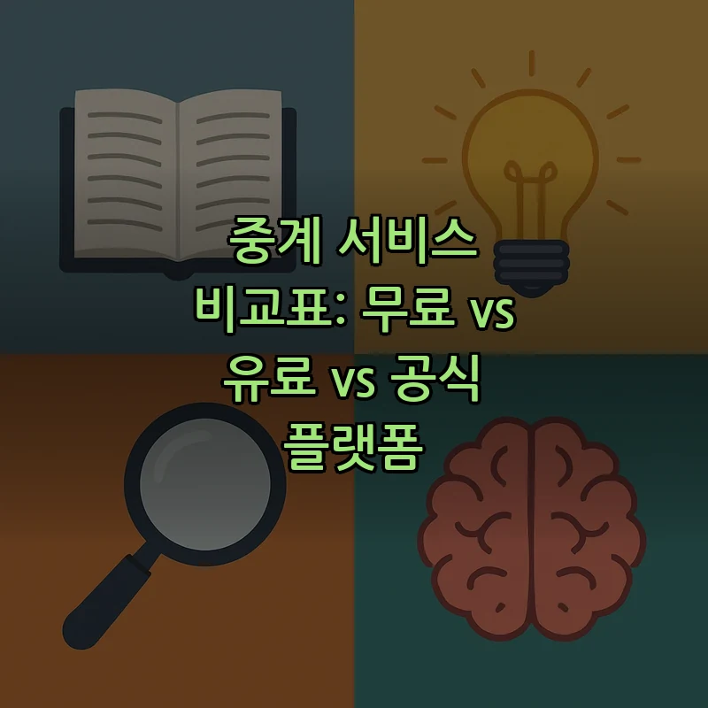 중계 서비스 비교표: 무료 vs 유료 vs 공식 플랫폼
