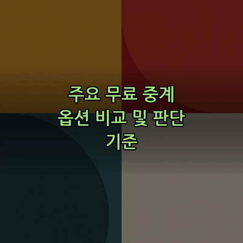 주요 무료 중계 옵션 비교 및 판단 기준