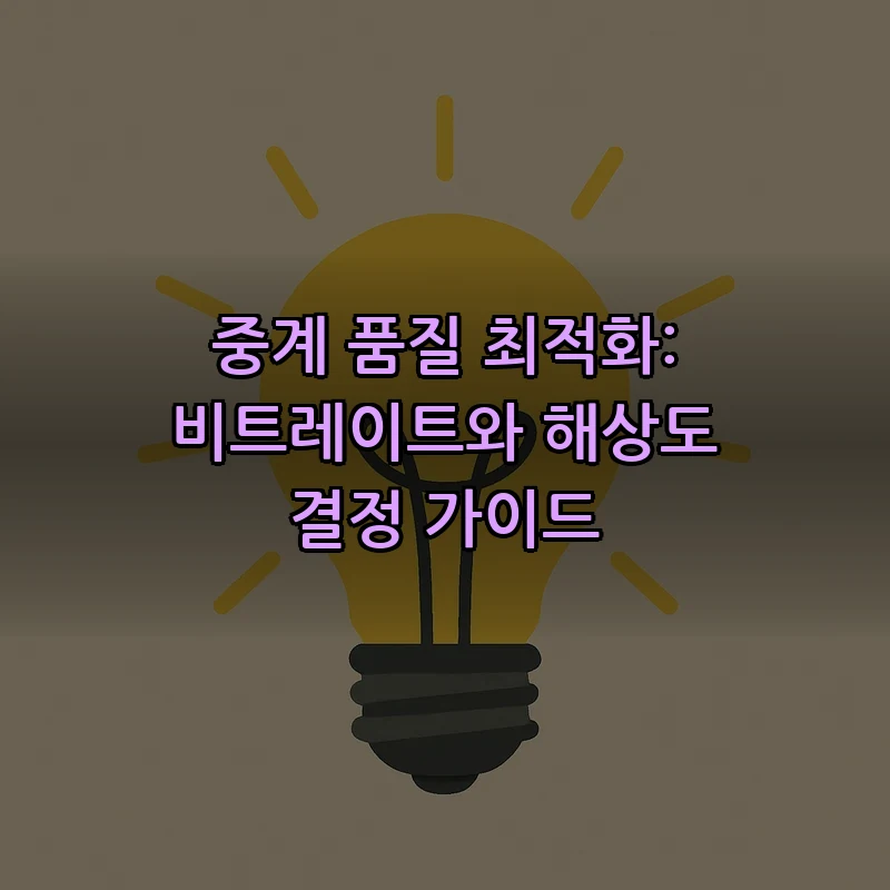 중계 품질 최적화: 비트레이트와 해상도 결정 가이드