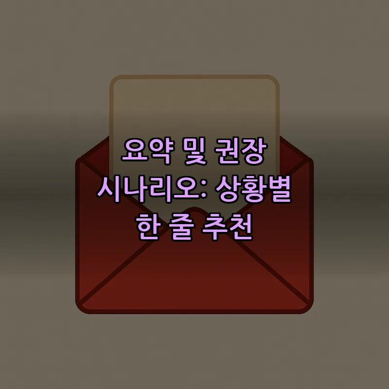 요약 및 권장 시나리오: 상황별 한 줄 추천