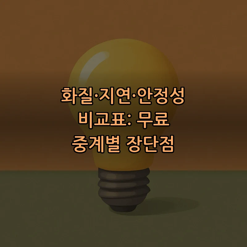 화질·지연·안정성 비교표: 무료 중계별 장단점