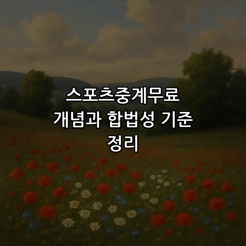 스포츠중계무료 개념과 합법성 기준 정리
