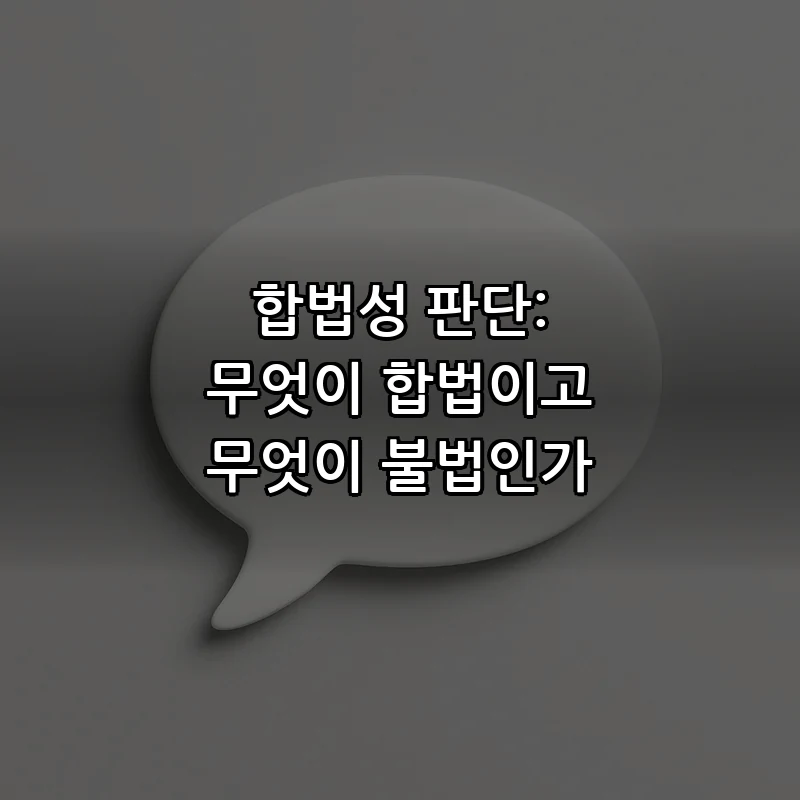 합법성 판단: 무엇이 합법이고 무엇이 불법인가