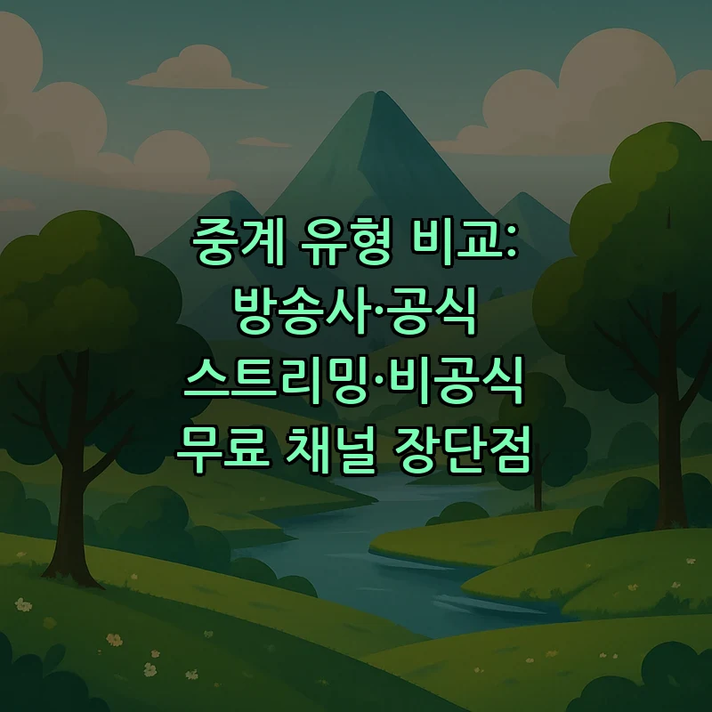 중계 유형 비교: 방송사·공식 스트리밍·비공식 무료 채널 장단점