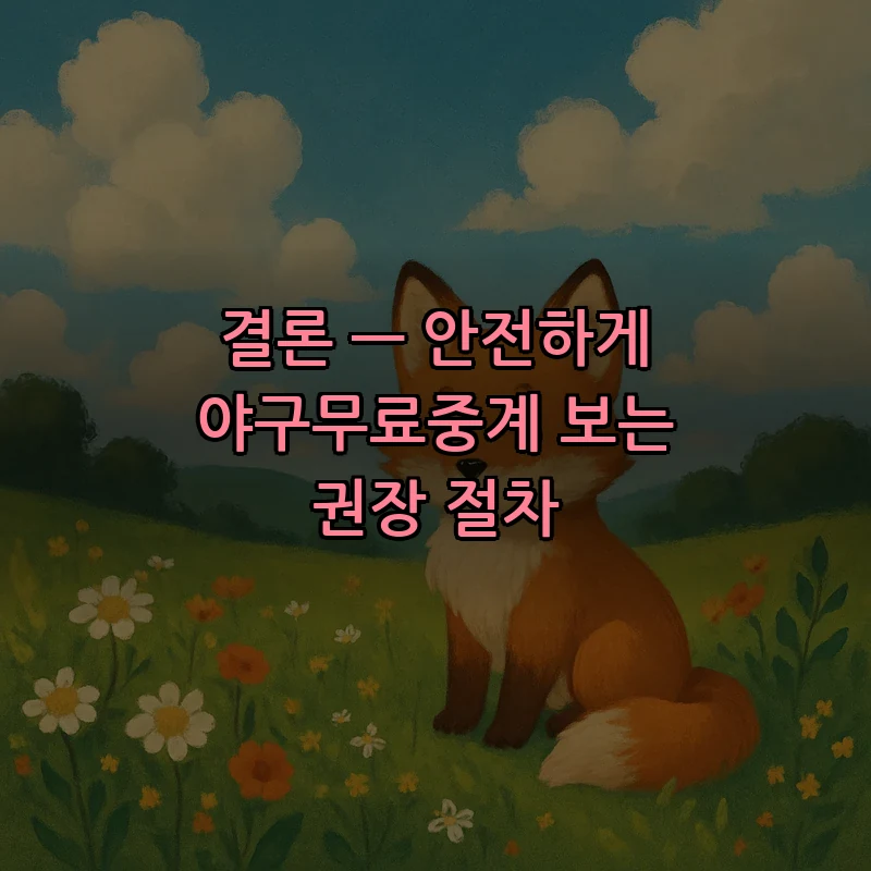 결론 — 안전하게 야구무료중계 보는 권장 절차