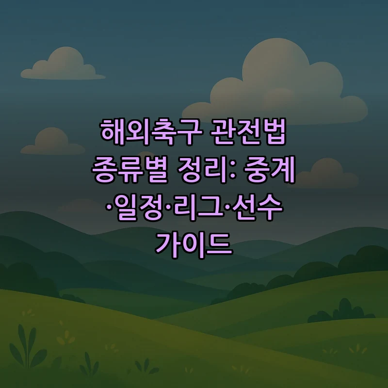 해외축구 관전법: 중계·일정·리그·선수 가이드