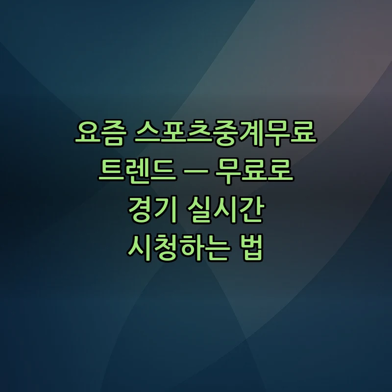 스포츠중계 무료: 요즘 경기 실시간 시청하는 법