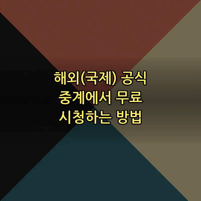 해외(국제) 공식 중계에서 무료 시청하는 방법