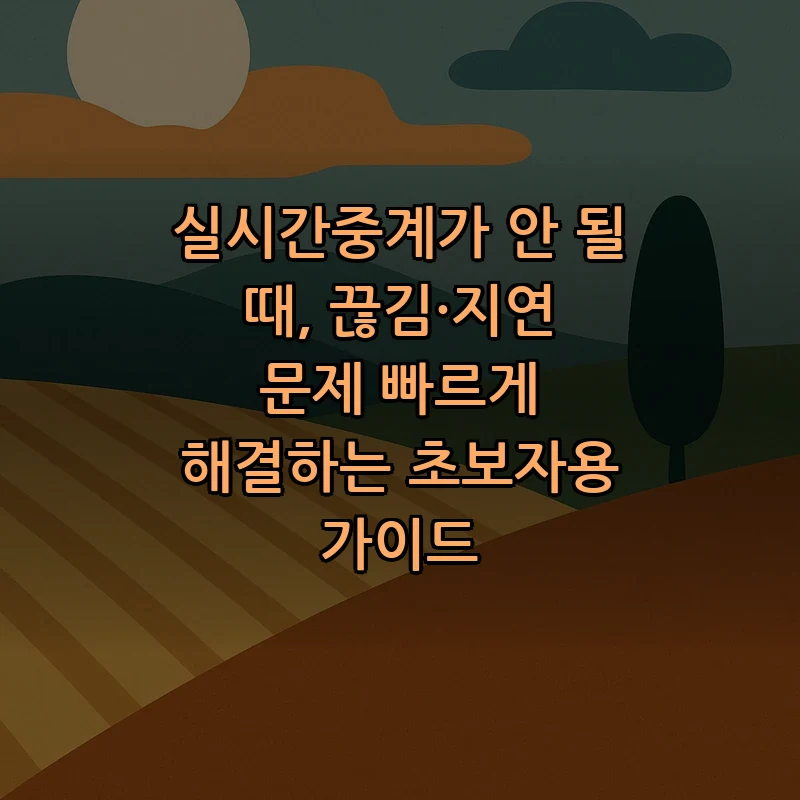 실시간중계, 끊김·지연 문제 해결을 위한 초보자 가이드