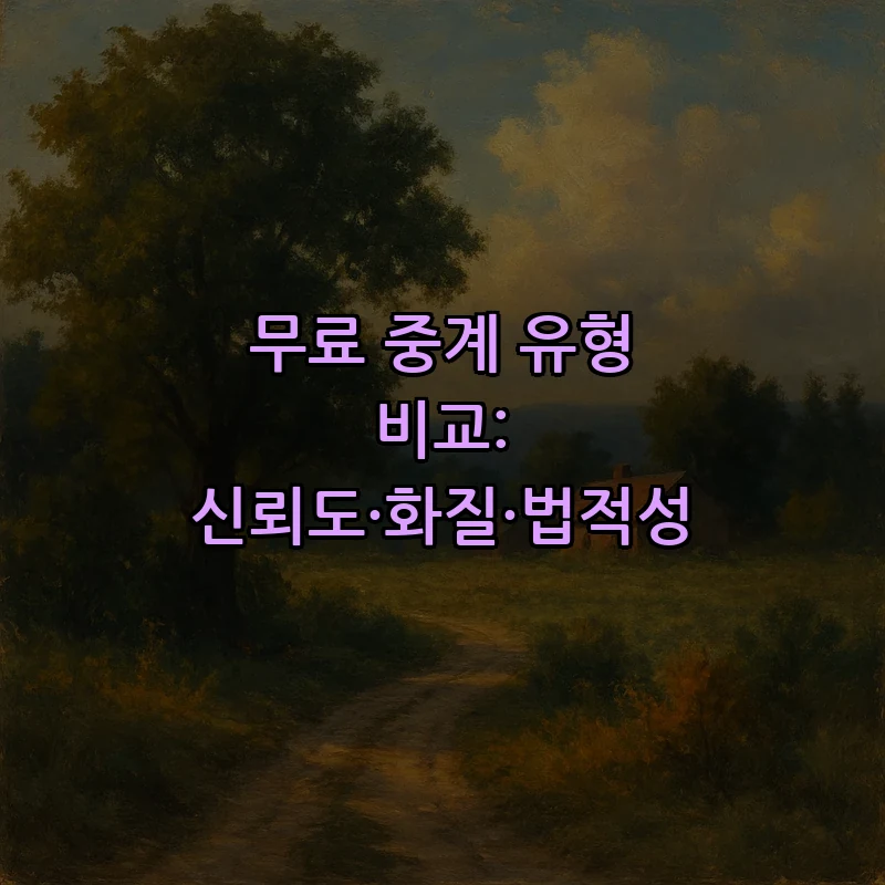 무료 중계 유형 비교: 신뢰도·화질·법적성