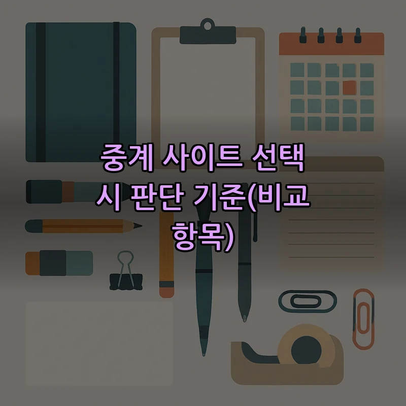 중계 사이트 선택 시 판단 기준(비교 항목)