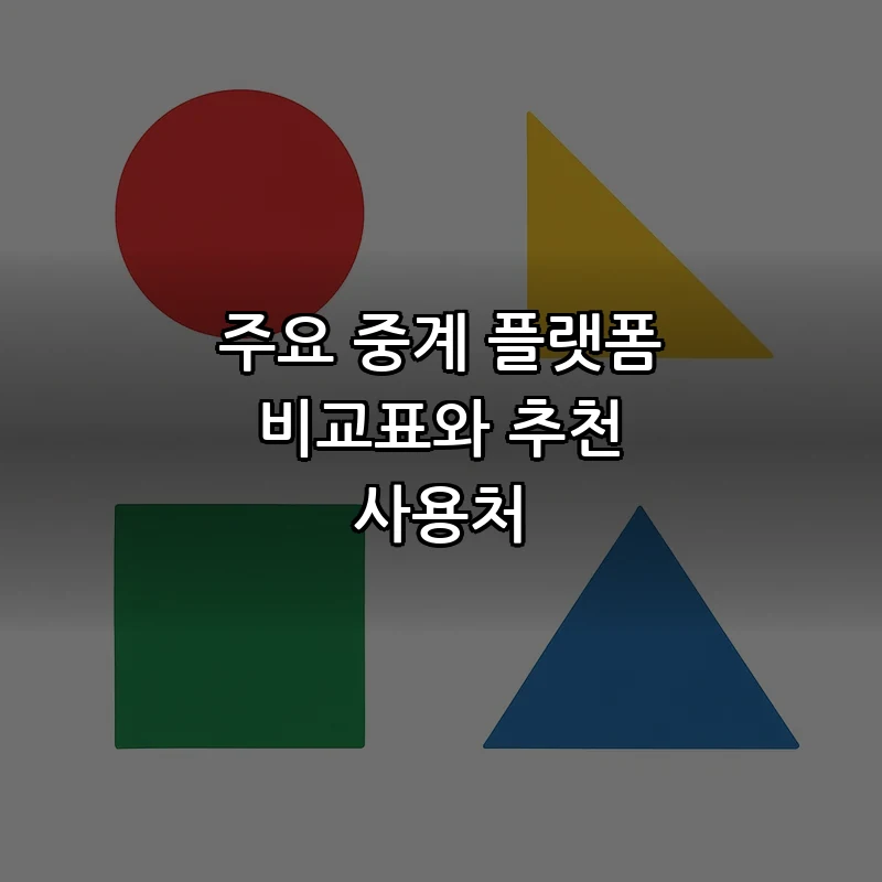 주요 중계 플랫폼 비교표와 추천 사용처