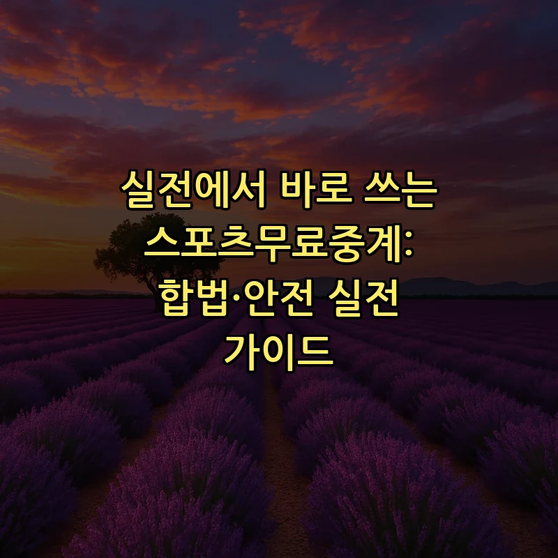스포츠무료중계: 합법적이고 안전하게 시청하는 법