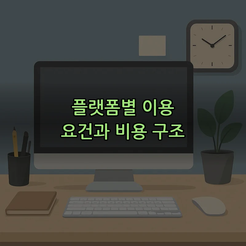플랫폼별 이용 요건과 비용 구조