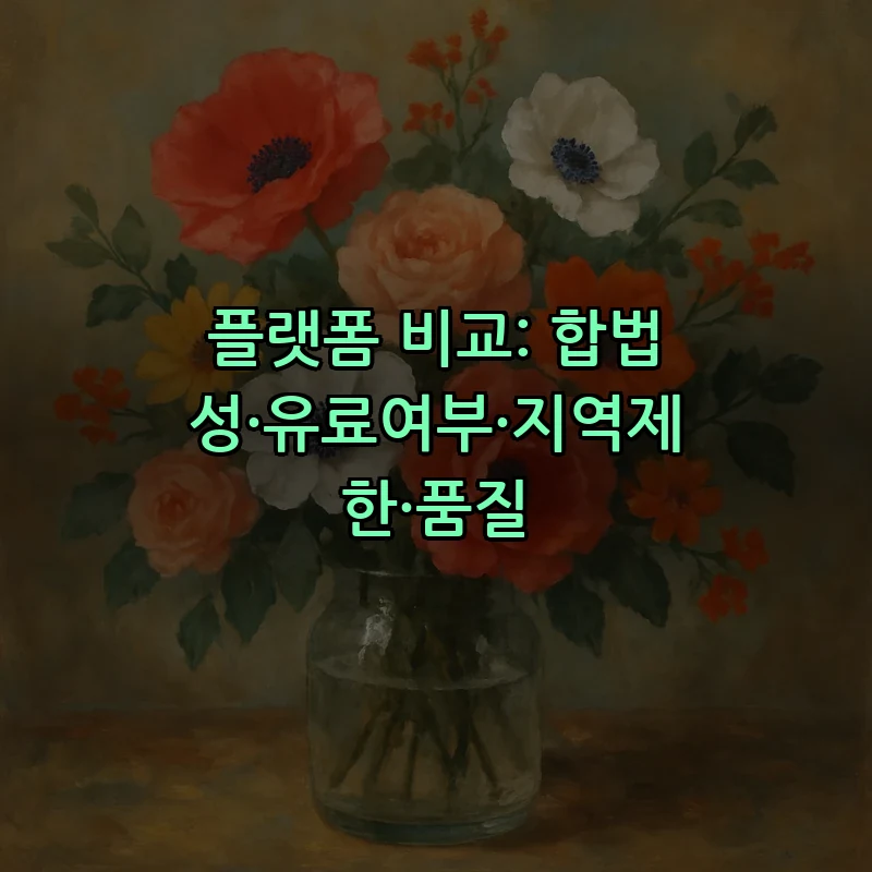 플랫폼 비교: 합법성·유료여부·지역제한·품질