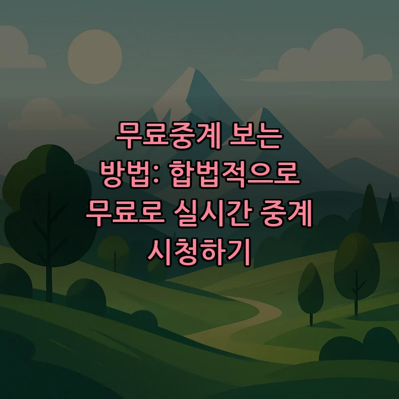합법적 무료중계 시청 방법: 초보자 안내서