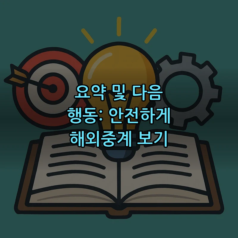 요약 및 다음 행동: 안전하게 해외중계 보기