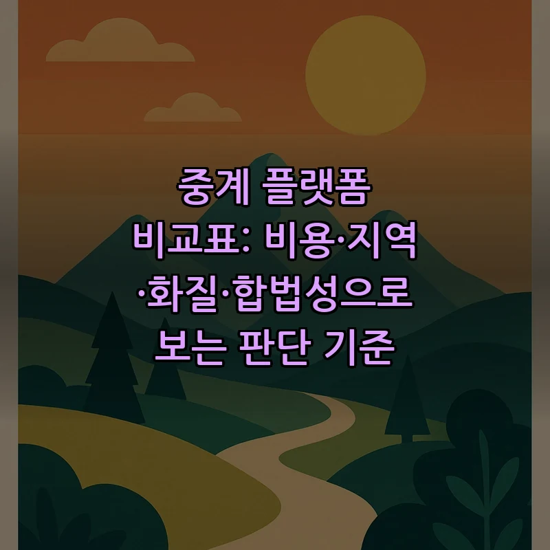 중계 플랫폼 비교표: 비용·지역·화질·합법성으로 보는 판단 기준