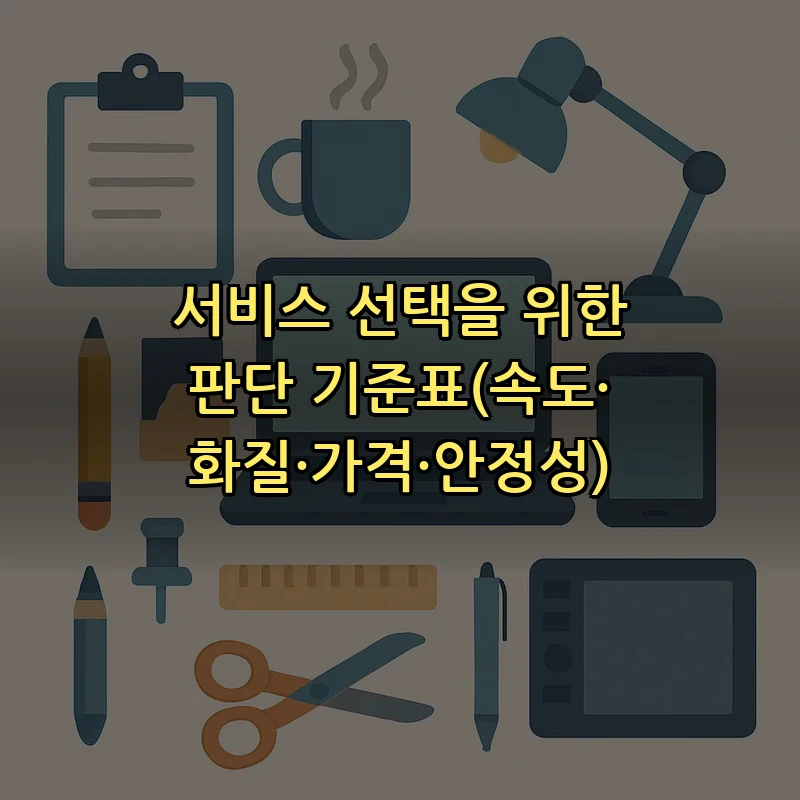 서비스 선택을 위한 판단 기준표(속도·화질·가격·안정성)