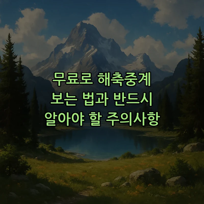 무료로 해축중계 보는 법과 반드시 알아야 할 주의사항