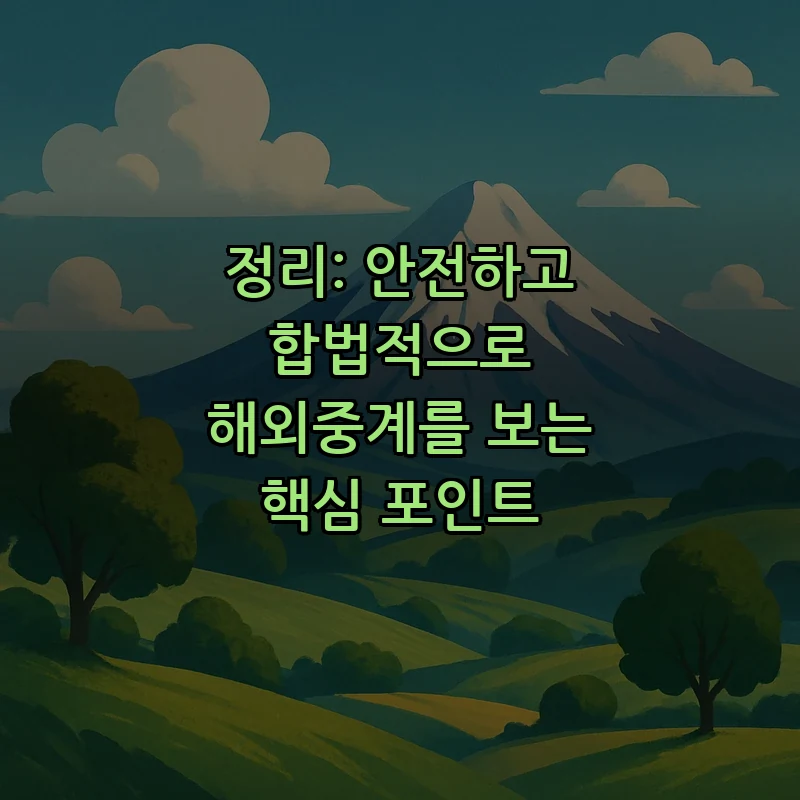 정리: 안전하고 합법적으로 해외중계를 보는 핵심 포인트