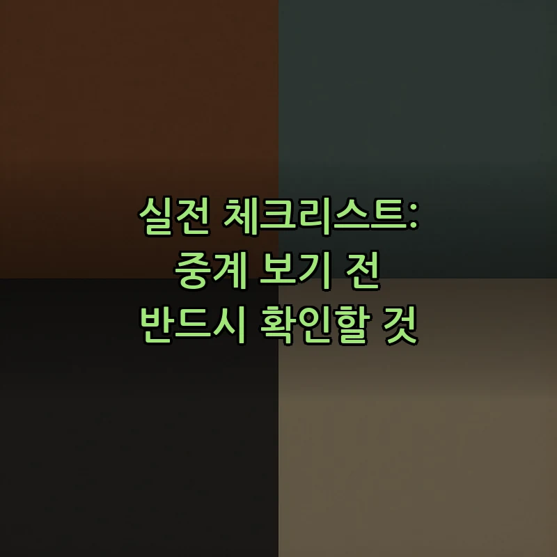 실전 체크리스트: 중계 보기 전 반드시 확인할 것
