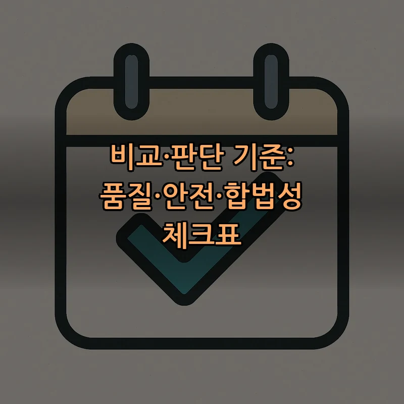 비교·판단 기준: 품질·안전·합법성 체크표