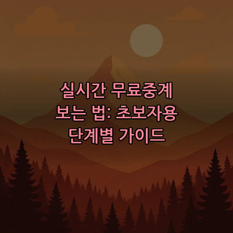 실시간 무료중계 보는 법: 초보자용 단계별 가이드