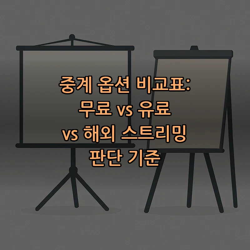 중계 옵션 비교표: 무료 vs 유료 vs 해외 스트리밍 판단 기준