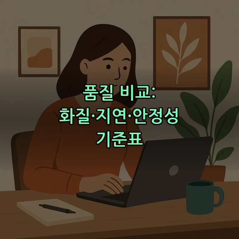 품질 비교: 화질·지연·안정성 기준표