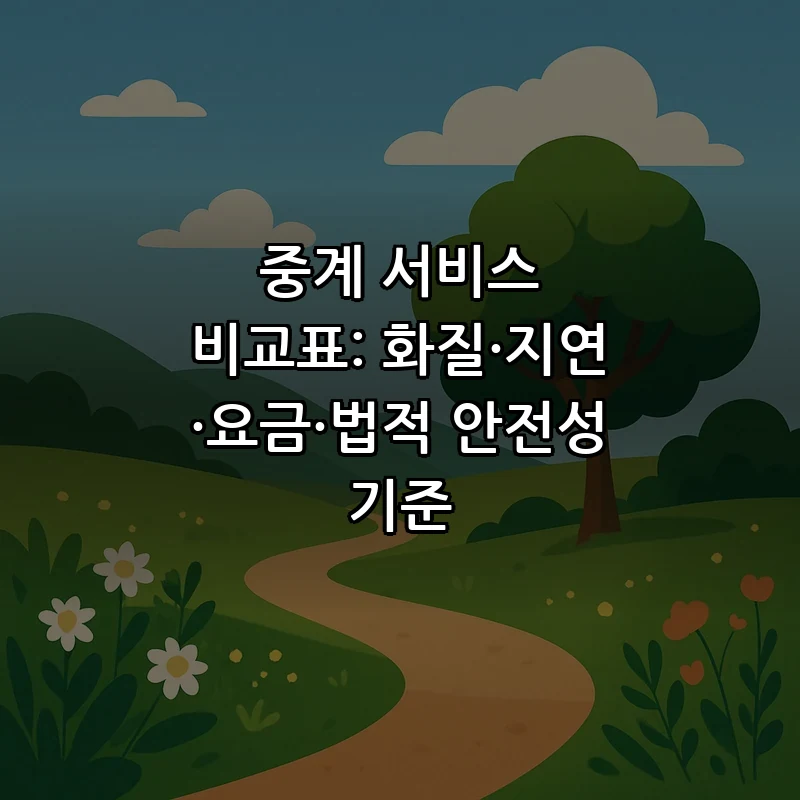 중계 서비스 비교표: 화질·지연·요금·법적 안전성 기준