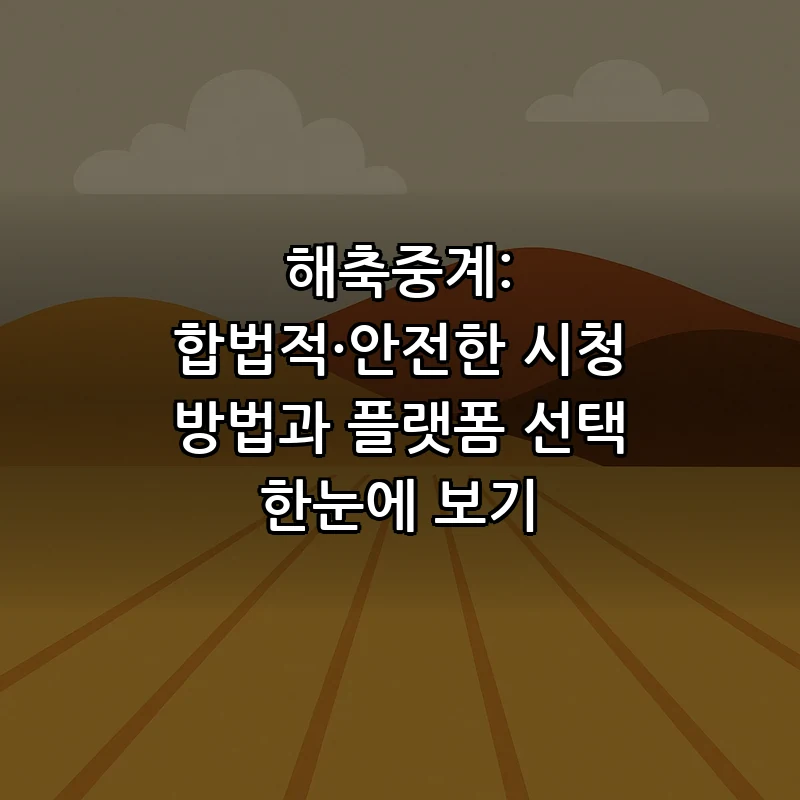 해축중계: 합법적이고 안전한 시청 방법