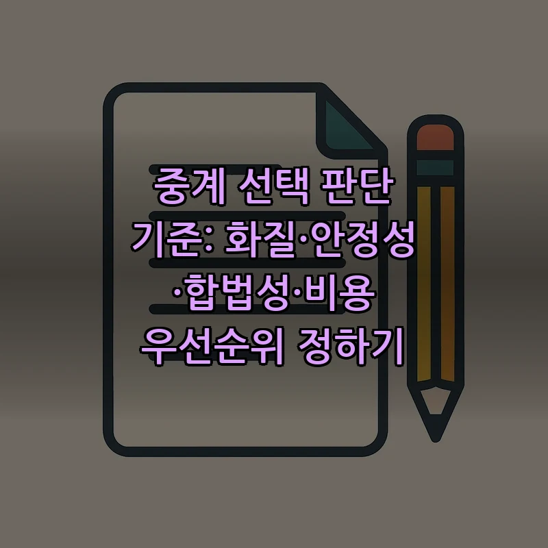 중계 선택 판단 기준: 화질·안정성·합법성·비용 우선순위 정하기