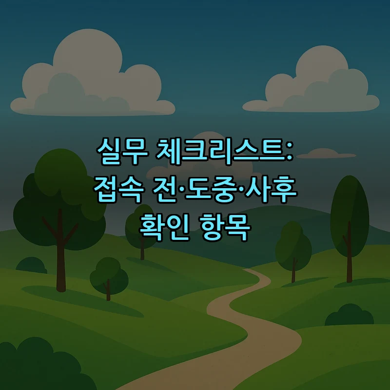 실무 체크리스트: 접속 전·도중·사후 확인 항목