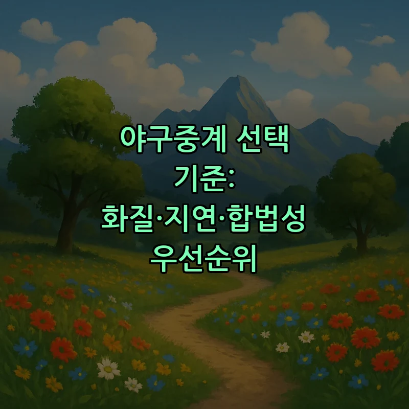 야구중계 선택 기준: 화질·지연·합법성 우선순위