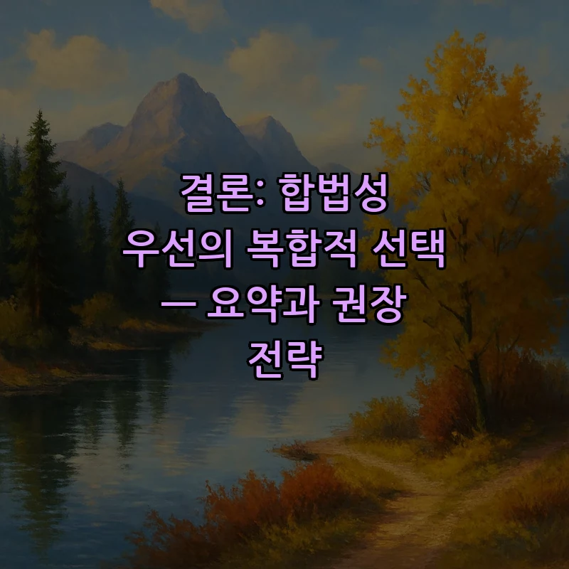 결론: 합법성 우선의 복합적 선택 — 요약과 권장 전략