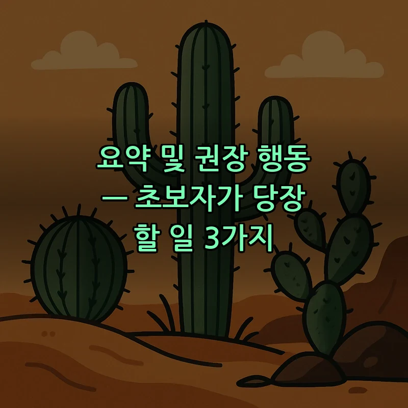 요약 및 권장 행동 — 초보자가 당장 할 일 3가지